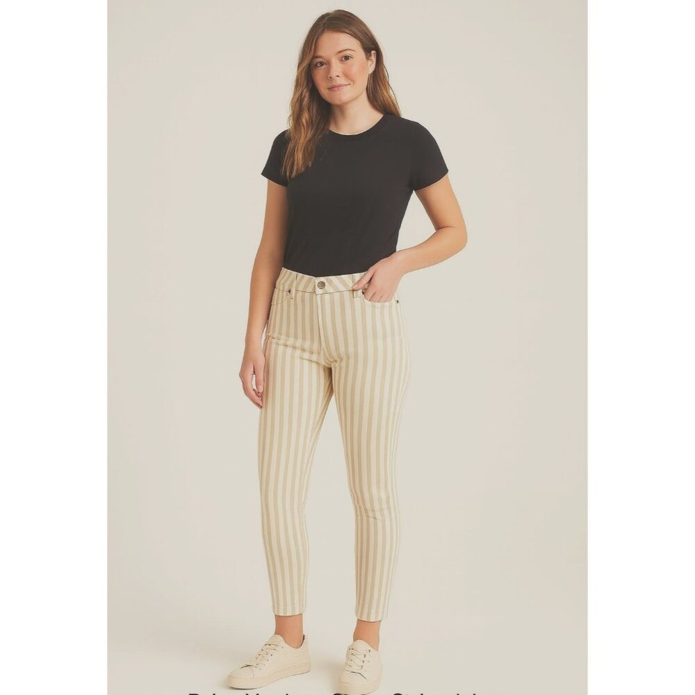 Paige Verdugo Ankle Skinny Jeans Womens Gray/White Striped Stretch Size 26